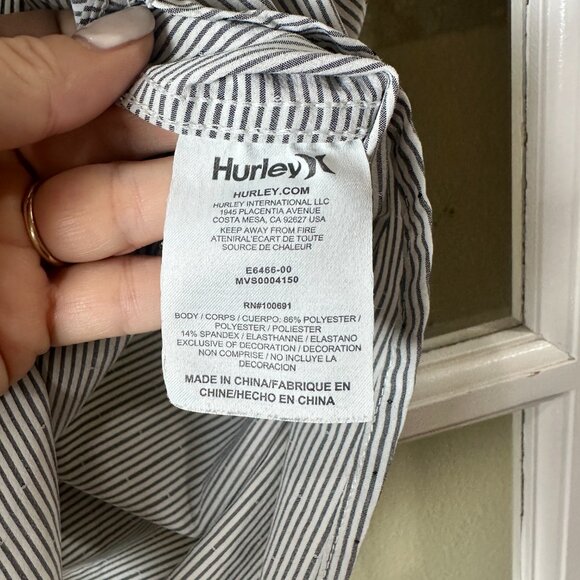 HURLEY Stretch Fit Short Sleeve Button Down Shirt Size Large - Picture 6 of 12